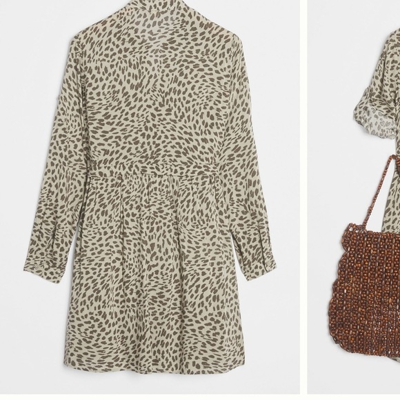 Anthropologie Cloth & Stone Cheetah Print Mini Dress in Olive Size S - Picture 2 of 11